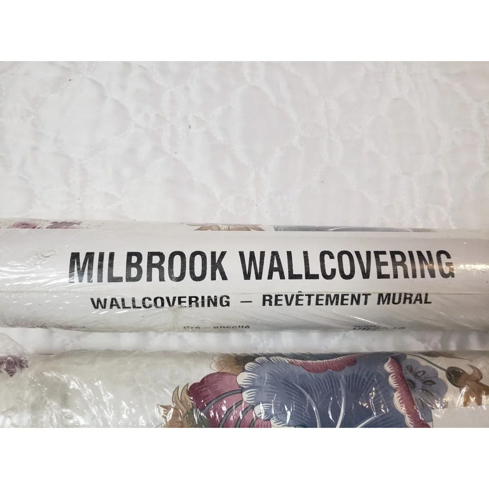 JL) VTG Milbrook Wallcovering Double Roll Vinyl Wallpaper VR2043 Run# 5 Lot of 2